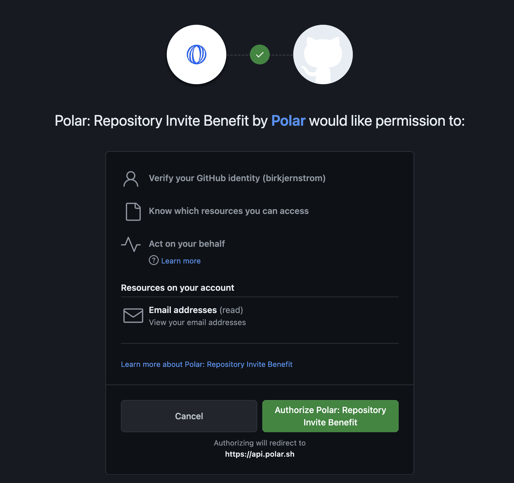 GitHub Permission Grant